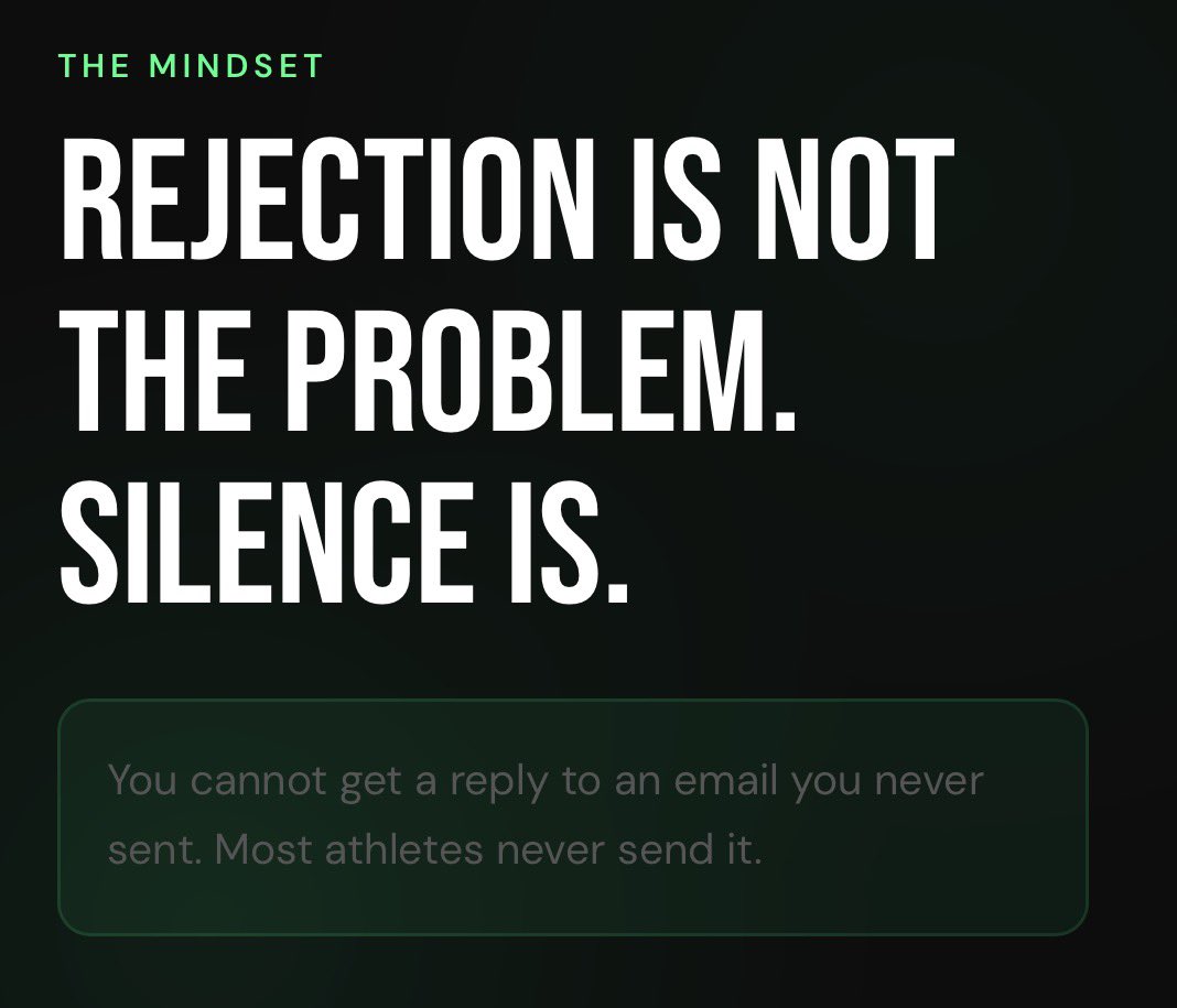 RecruitBeacon's tweet photo. The fear of being ignored is keeping more athletes out of college football than lack of talent ever will.

Send the email. The worst outcome is exactly where you are right now. https://t.co/YGcWuRAyMu