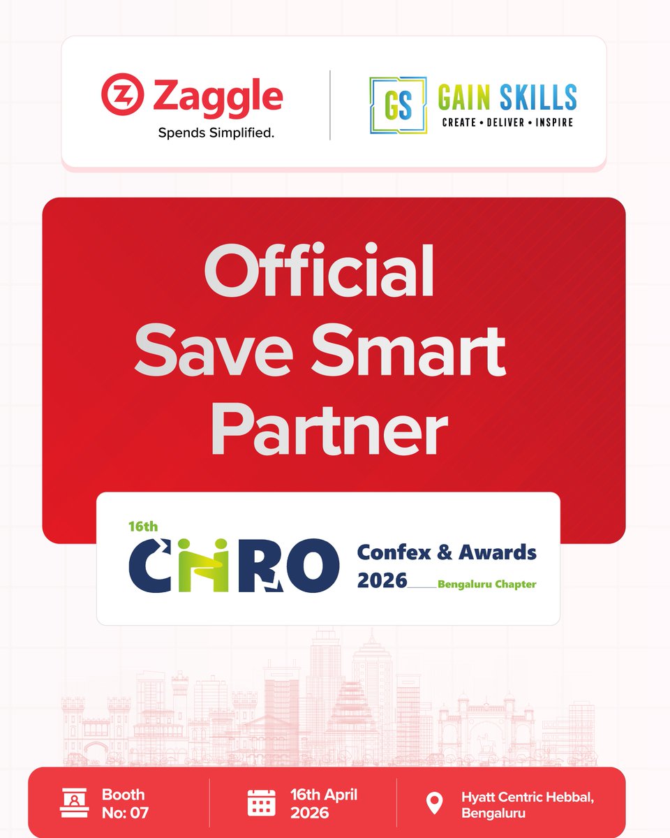 zaggleapp's tweet photo. #Zaggle is the #Save #Smart #Partner at the 16th #CHRO #Confex &amp; #Awards 2026. 
Meet us at Booth 07, Hyatt Centric Hebbal, 16 April, to explore how smarter salary structuring can increase take-home without raising CTC.
.
.
#Zaggle #Fintech #SaaS #chroconfex2026 #HRInnovation https://t.co/Ljnz5zxDWS