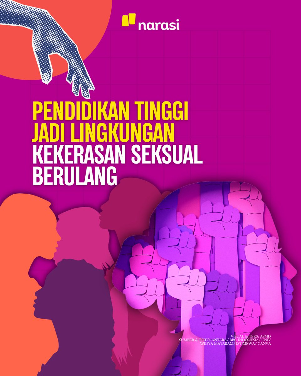 NarasiNewsroom's tweet photo. Sejumlah kasus kekerasan dan pelecehan seksual terus terjadi di lingkungan kampus. 

Apa yang sebenarnya terjadi dan mengapa terus berulang?

| Narasi Daily https://t.co/Lzk38683AS