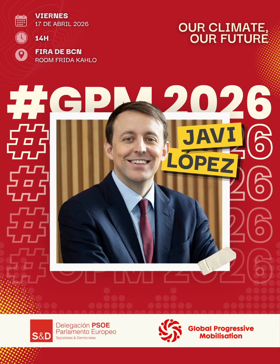 🌱¿Cómo movilizar a los jóvenes para defender la lucha contra el cambio climático?

➡️<a href="/javilopezEU/">Javi López</a> participa en el panel 'Our Climate, Our Future", organizado por <a href="/YESocialists/">Young European Socialists</a> en el <a href="/GPMobilisation/">Global Progressive Mobilisation</a>.

🕐14h

#GPM2026
