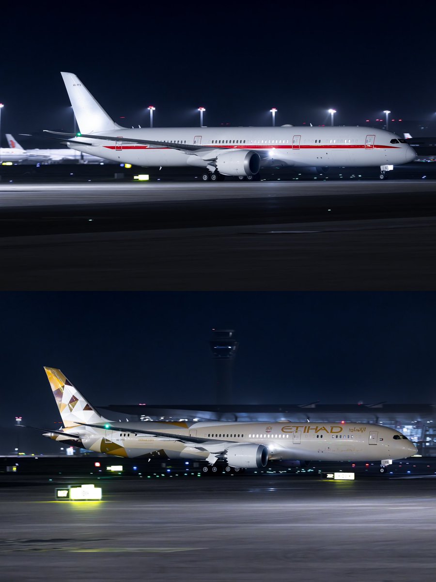 Terminal__3's tweet photo. UAE Presidential Flight A6-PFG A6-PFE
April 2026：Crown Prince Khaled of Abu Dhabi United Arab Emirates was invited to visit China.
#abudhabicity #uae #boeing787 #planespotter #presidentialflight https://t.co/f6OrJ1MDOu