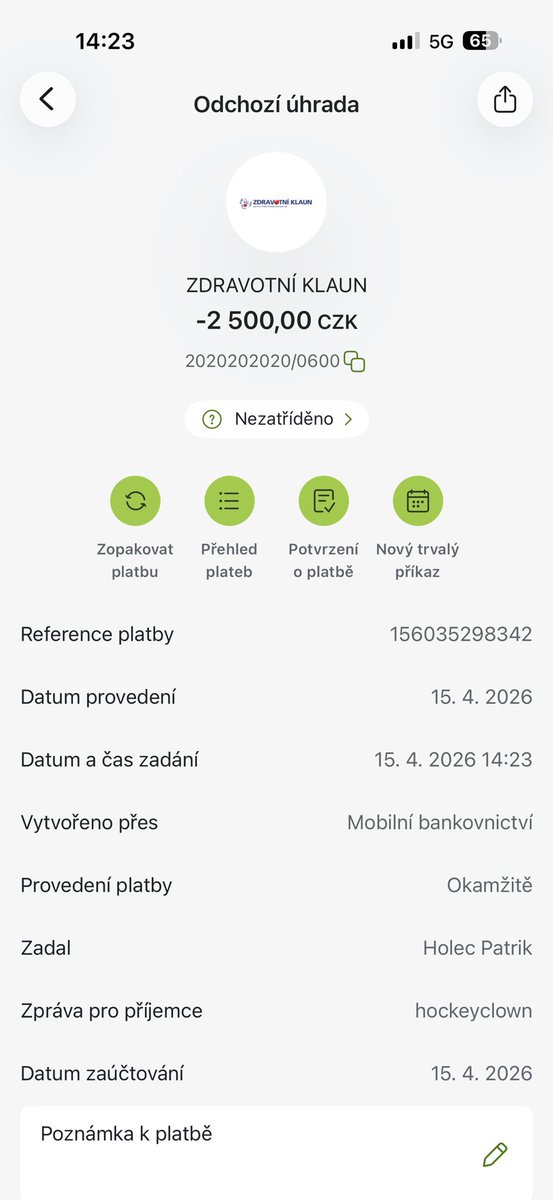 Jestli zbývá 10 tisíc, tak tady máte cca 1/4 do 100k!

Protože platí, že

Zdravotní klaun

>

#hockeyclown