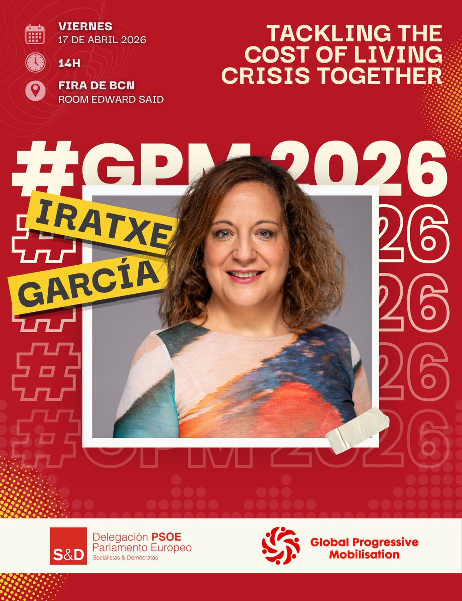 ¿Cómo afrontar juntos la crisis del coste de la vida?

🌹<a href="/IratxeGarper/">Iratxe García Pérez /❤️</a> participa en el panel 'Tackling the cost of living crisis together', organizado por <a href="/TheProgressives/">S&D Group</a> y <a href="/etuc_ces/">EUROPEAN TRADE UNIONS</a> en <a href="/GPMobilisation/">Global Progressive Mobilisation</a>.

🕛14h

Juntos para subir salarios y reforzar lo público.

#GPM2026