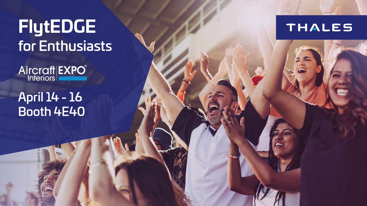 ThalesAerospace's tweet photo. ⚽️🏈⚾️🏀For fans, sports = life. Discover how #FlytEDGE brings live sports to new heights with a whole host of first-in-industry feature sets, redefining what passenger engagement looks like in the sky.
Visit us at #AircraftInteriors Expo in Hamburg, Booth 4E40! https://t.co/Rtl9yLMzEQ