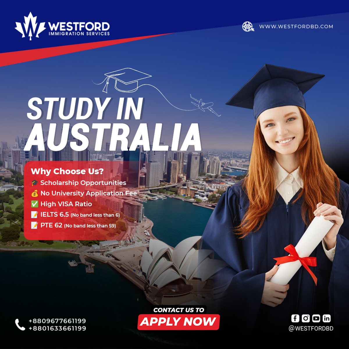 Westfordbd's tweet image. 🇦🇺 𝐏𝐥𝐚𝐧𝐧𝐢𝐧𝐠 𝐭𝐨 𝐒𝐭𝐮𝐝𝐲 𝐢𝐧 𝐀𝐮𝐬𝐭𝐫𝐚𝐥𝐢𝐚❓

📩 Contact Us to 𝐀𝐩𝐩𝐥𝐲
📆 Book an appointment with 𝐑𝐂𝐈𝐂 𝐌𝐝 𝐀𝐬𝐡𝐢𝐪𝐮𝐫 𝐑𝐚𝐡𝐦𝐚𝐧.
📞 𝐂𝐚𝐥𝐥 𝐮𝐬: 09677661199, 01633661199
#westfordbd #studyabroad #studyvisa #higherstudies #AustraliaStudyVisa