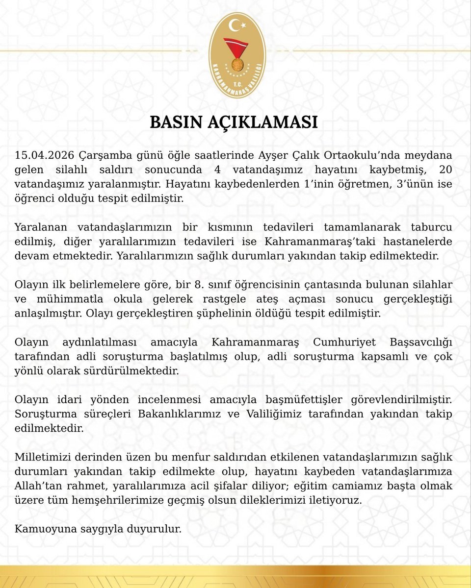 Kahramanmaraş Valiliği tweet media