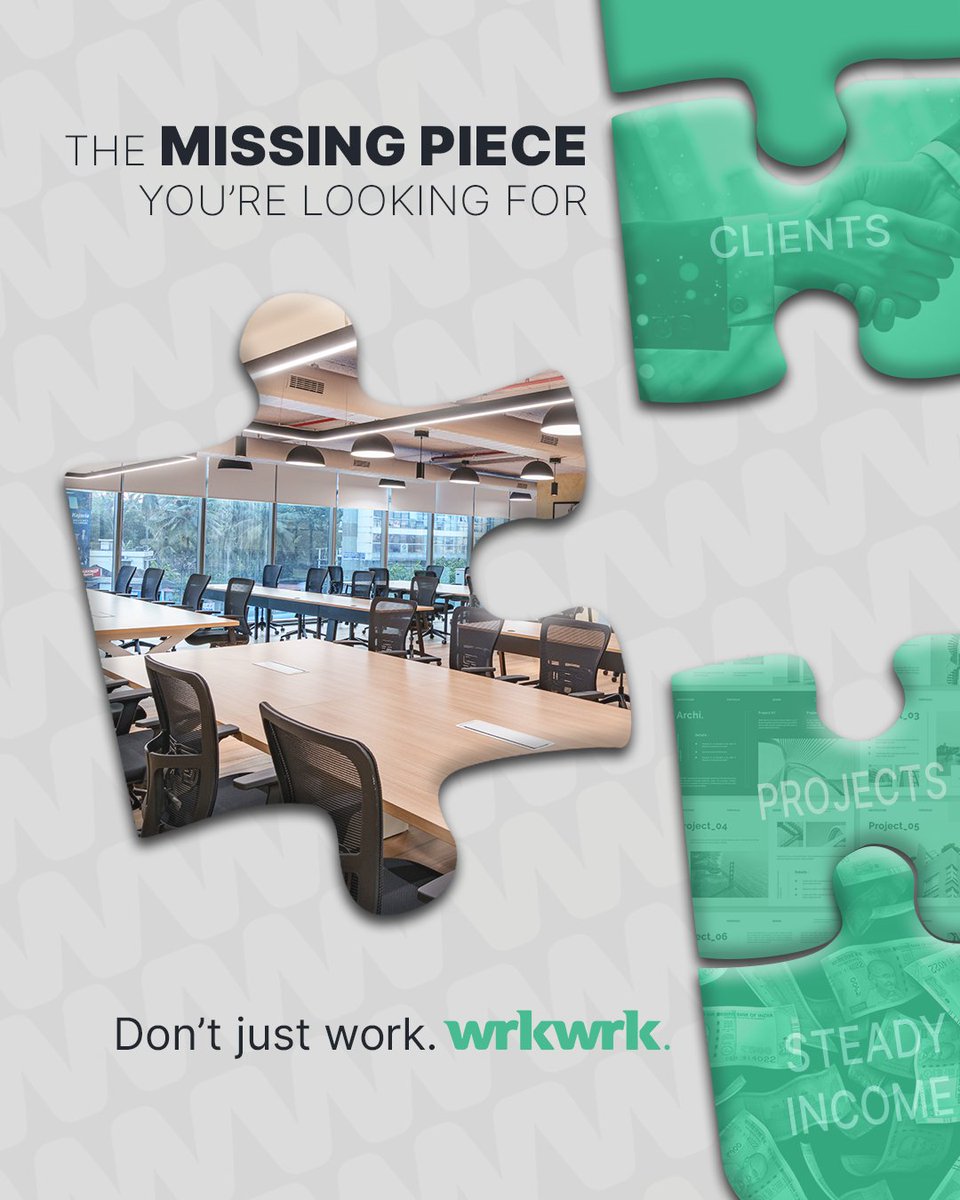 itswrkwrk's tweet photo. You’ve got the clients. You’ve got the projects.
What you’re missing… is the right space.

Find your missing piece at wrkwrk.
Book now- https://t.co/6OMJOiFpph

#wrkwrk #PremiumCoworkingSpaces #ManagedWorkspaces #PrivateOffices #EnterpriseOffices #Mangaluru https://t.co/CRTvV6nf1c