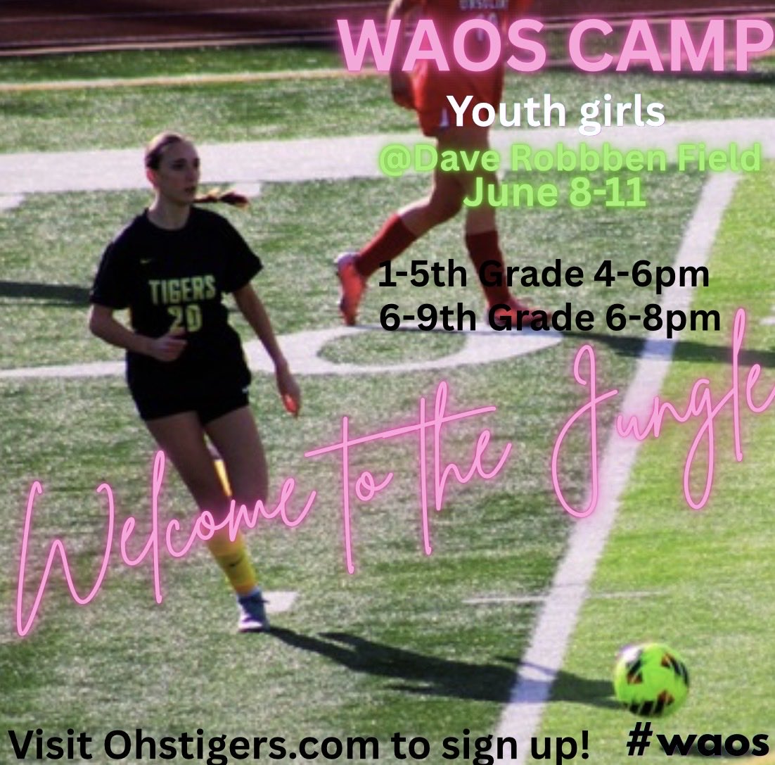 Coachguns's tweet image. 2026 WAOS Camp✨
Youth Soccer
~
June 8th-11th
Entering 1-5 Grade 4-6pm
Entering 6-9 Grade 6-8pm
~
Welcome to the Jungle✨🐅
#waos