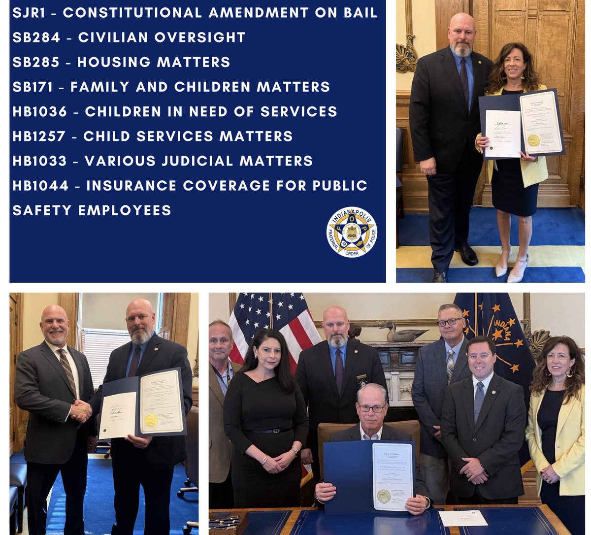 RickFOP86's tweet image. SOLUTIONS FOCUSED: This Legislative Session at the Indiana Statehouse our Indy FOP diligently worked to make things better around our State

Laid out a Vision, Built Consensus, Saw it Through

Our Capital City and Beyond will be Safer thanks to Action Over Words #MoreToCome #FOP