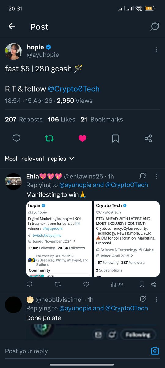 KWoohan's tweet photo. @ayuhopie @Crypto0Tech Pandagdag bayad sa enrolment sana this semester po🍀🤞🍀 https://t.co/ioBH14fXoM