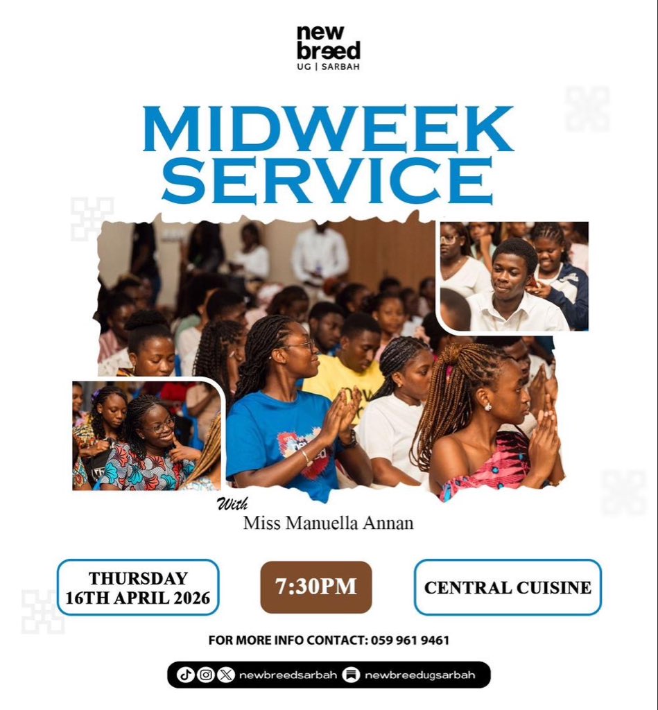 newbreedsarbah's tweet image. Hello New Breed🤩

Each Thursday, we gather in fellowship with open hearts, ready to be built up by the Word🙇‍♀️
Join us tomorrow as we dive deeper into the Scriptures with Miss Manuella Annan❤️‍🔥 at the Central Cuisine from 7:30 pm

We can’t wait to fellowship with you 🤍
#midweek