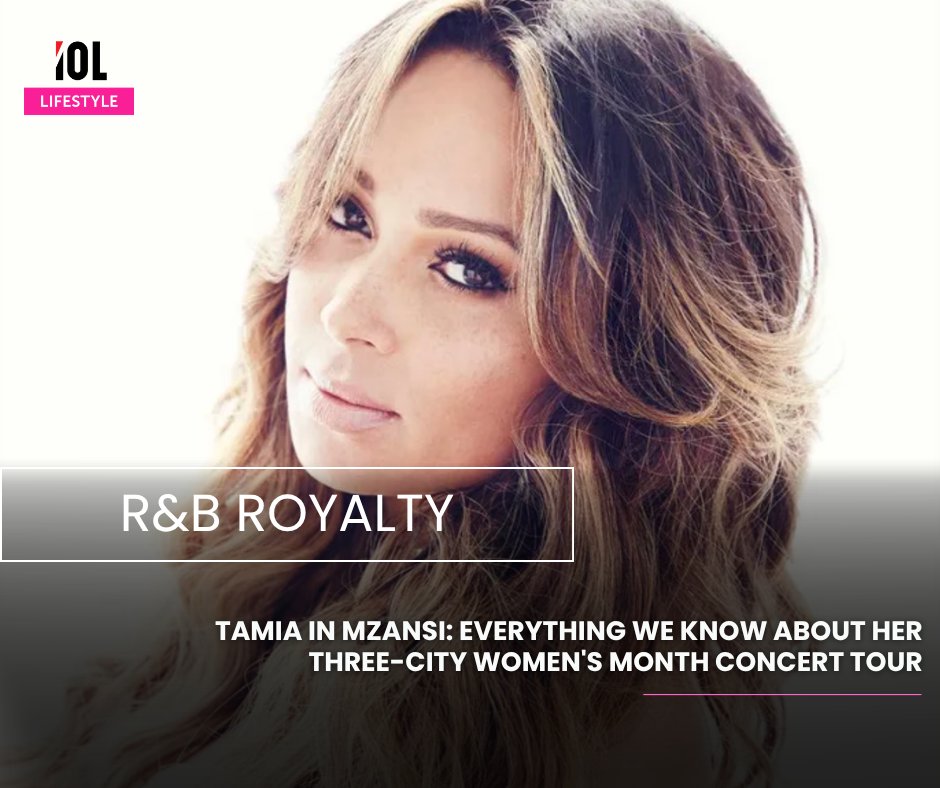 IOL_Lifestyle's tweet image. Tamia is bringing her soulful voice to South Africa this Women’s Month with a three‑city concert tour. Fans can expect unforgettable performances celebrating music, empowerment, and timeless hits. 
#lifestyle #Tamia #SA #WomensMonthTour #music
Read on tinyurl.com/5b29266f