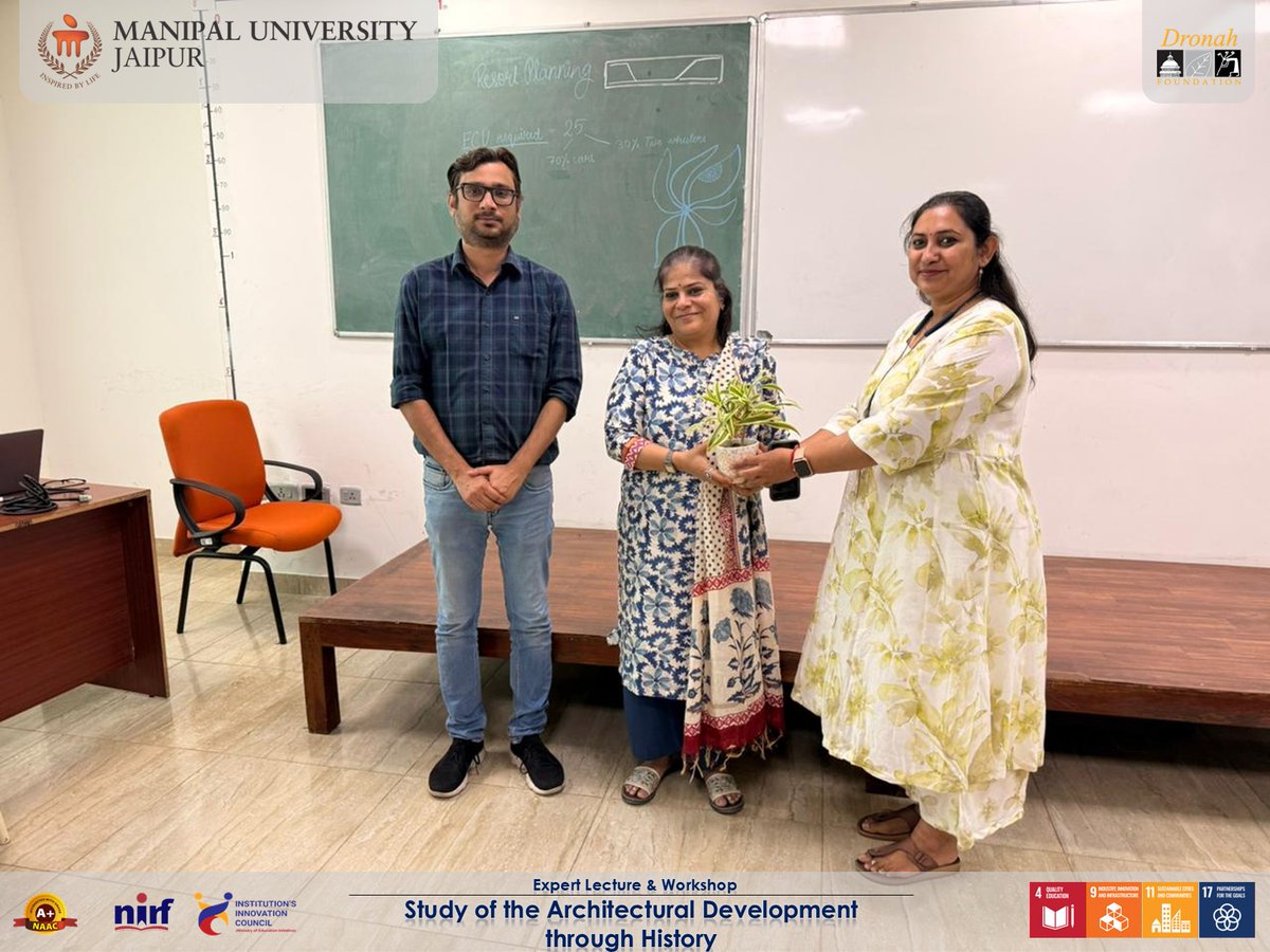MUJ_Arch's tweet photo. 🎓✨ SoAD MUJ hosted an Expert Session on “Study of Architectural Development through History” (11 Apr 2026) by Ar. Pooja Agrawal. Students explored temple elements, case studies &amp; spatial analysis—blending history with hands-on learning. #ArchitectureEducation (1/2) https://t.co/PuxpUY0PzN
