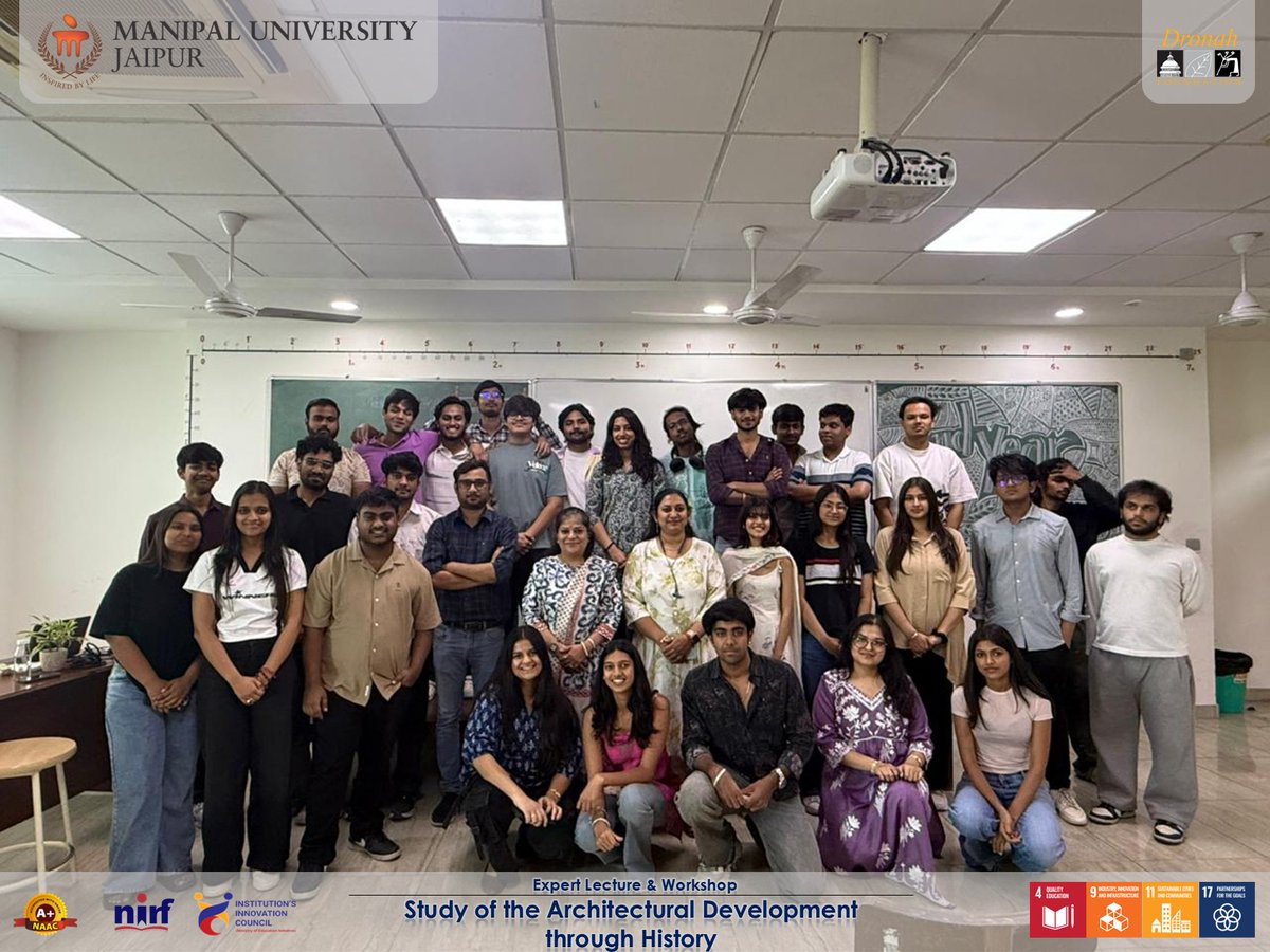 MUJ_Arch's tweet photo. 🎓✨ SoAD MUJ hosted an Expert Session on “Study of Architectural Development through History” (11 Apr 2026) by Ar. Pooja Agrawal. Students explored temple elements, case studies &amp; spatial analysis—blending history with hands-on learning. #ArchitectureEducation (2/2) https://t.co/B1B8V8xeb7