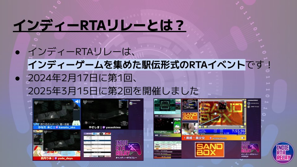 インディーRTAリレー tweet media