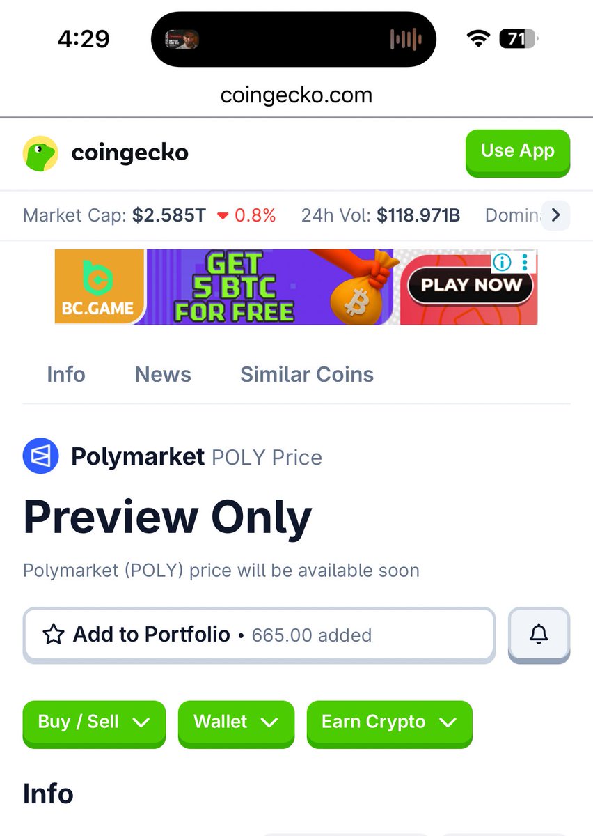 SOLinvestigator's tweet image. Finally $POLY coming 

Check Coingecko 👀