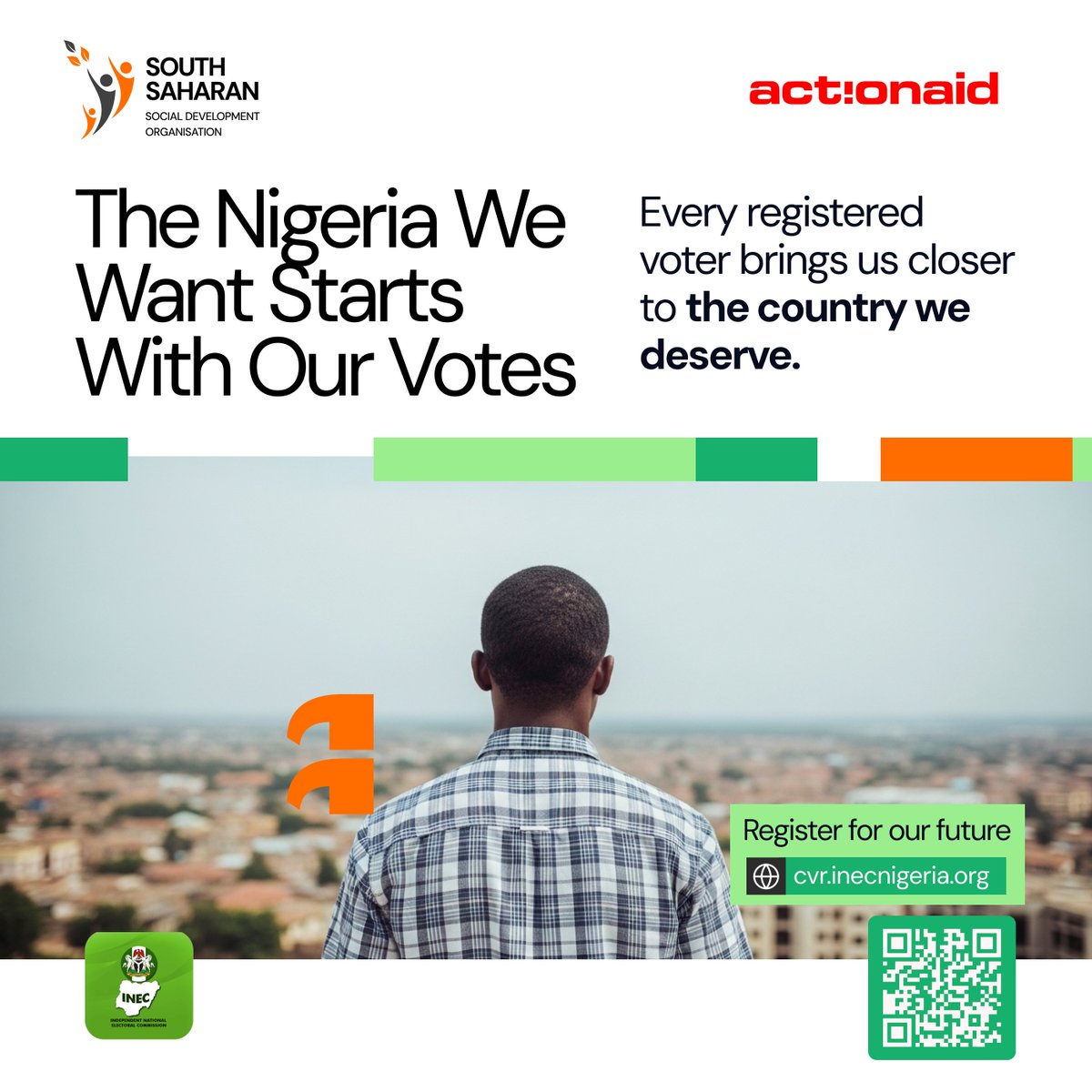 southsaharan's tweet image. The Nigeria we want starts with our votes.

Every registered voter brings us one step closer to the country we deserve. Don’t sit this one out.

👉 Register now: cvr.inecnigeria.org

#PVC #SouthSaharan #NigeriaDecides #GetYourPVC #ActionAid