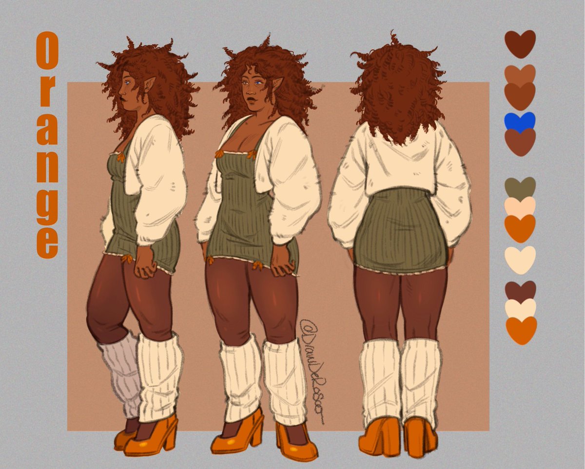 DrawDeRosa_'s tweet photo. Made a character ref sheet for my oc orange! Of course
now that I did this I have a strong urge to completely change her design lol.. like I think she’d look super with bigger ears but anyway what do you think?
Also I added a new service on vgen for character ref sheets 😜💖 https://t.co/DvTWz6h3G6