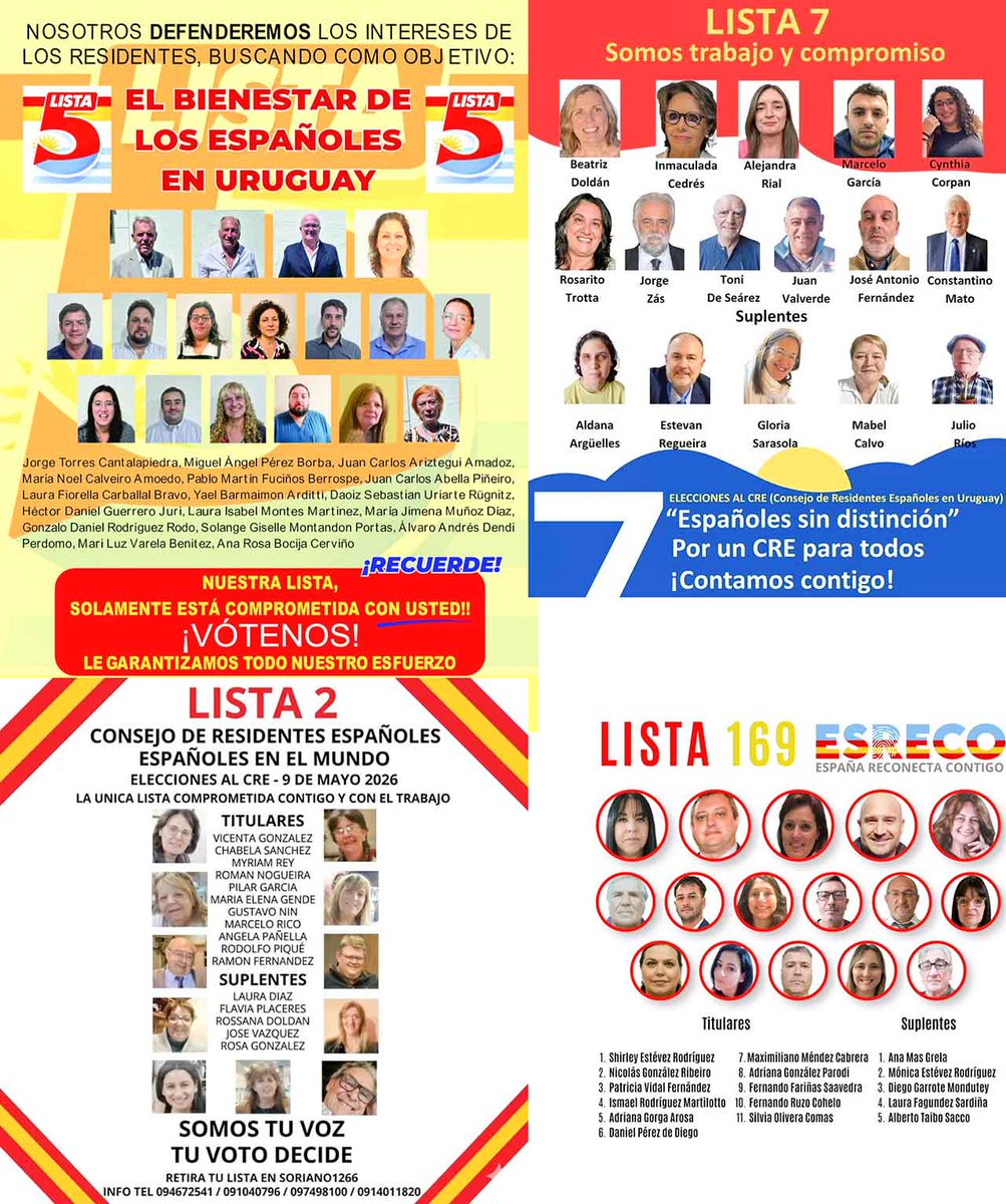 cronicas_emigra's tweet image. Las elecciones al #CRE de #Montevideo serán el 9 de mayo con cuatro candidaturas: ‘Por el Bienestar de los Españoles en el Uruguay', ‘Españoles sin Distinción’, ‘Españoles en el Mundo’ y ‘ESRECO, España Reconecta Contigo’.
🔗 acortar.link/X3tEEs

#crónicasdelaemigración