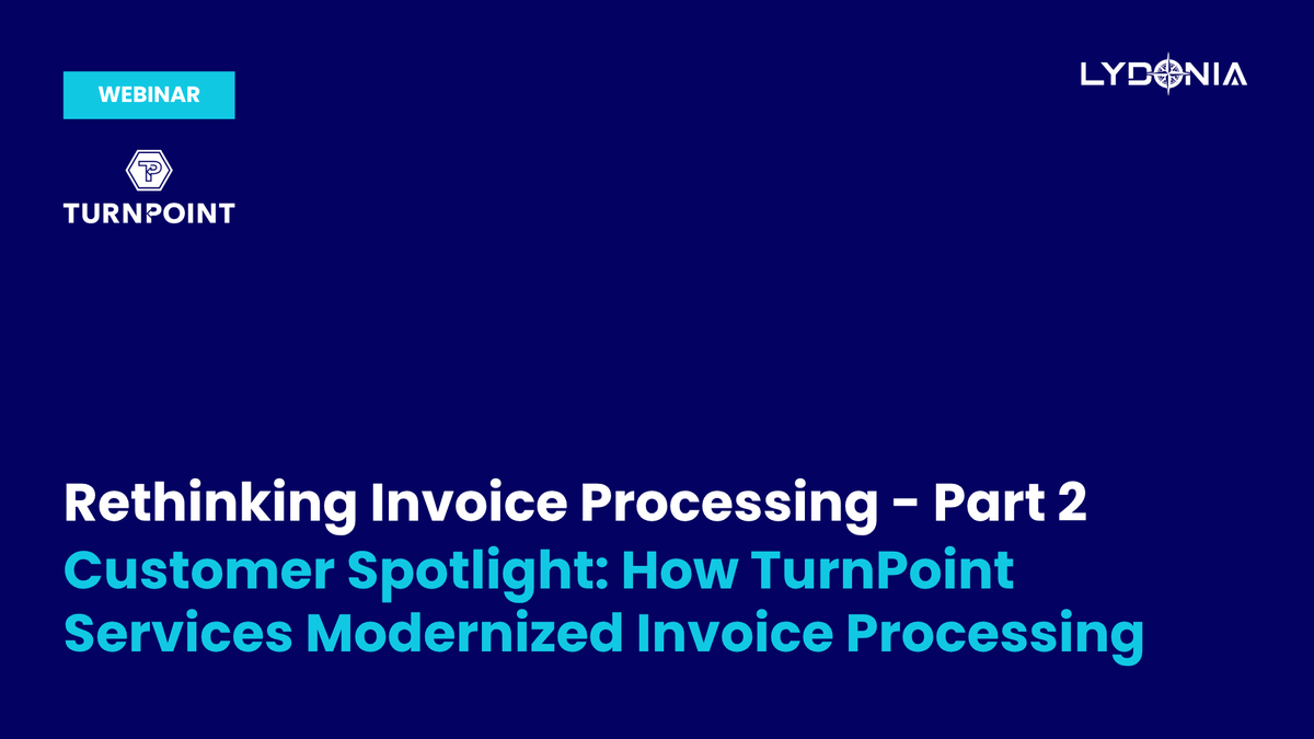 On-demand recording is available: Part 2 of our "Rethinking Invoice Processing" webinar featuring TurnPoint Services!

Explore how they modernized invoice processing across ~60 brands processing 55K–60K invoices/month through #automation.

🎥Watch session: hubs.ly/Q04b_b1N0