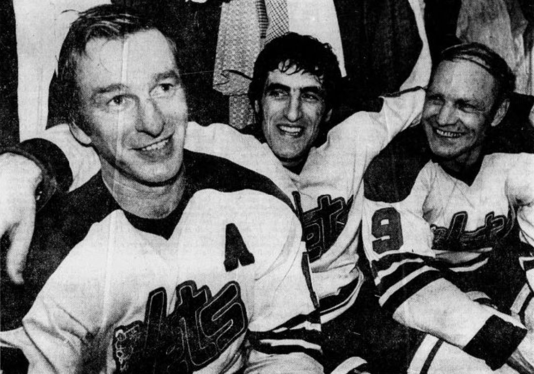 OTD in Jets History Apr 15, 1973. Gm 5 v Minnesota and 38 year old Bill Sutherland is replacing injured Chris Bordeleau on the ‘Luxury Line. Sutherland has 2 goals and 4 assists, Norm Beaudin 3G/4A and Bobby Hull 4A as Jets win first playoff series ever with 8-5 victory v Saints.