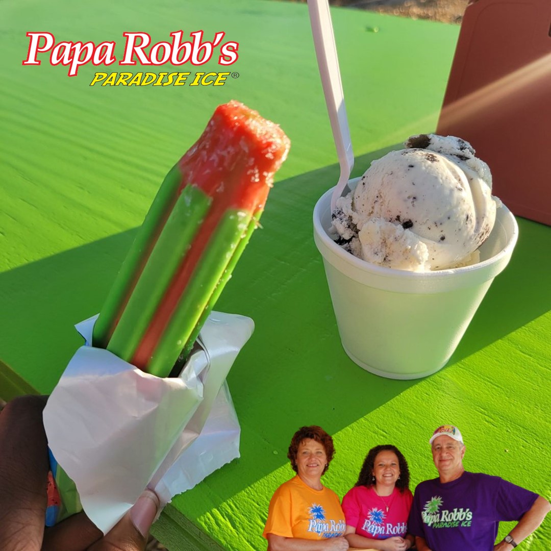 Good Morning Concord. The crew. Stop by soon and have some Ice Cream.
12 till 9pm. 3700 Poplar Tent Road at Eva Drive, Concord, NC 
#PapaRobbs #IceCream #Playground #ConcordNC #PapaRobbsParadiseIce #BananaSplit
