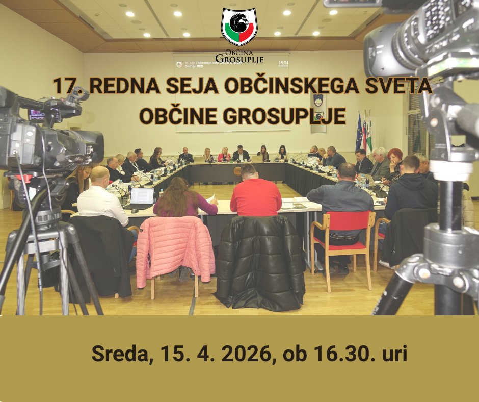 17. redno sejo Občinskega sveta Občine Grosuplje si lahko danes v živo ogledate na povezavi 👉 youtube.com/live/HL7E-oG_C…

#občinagrosuplje #sejaobčinskegasveta #občinskisvetniceinsvetniki #župan
