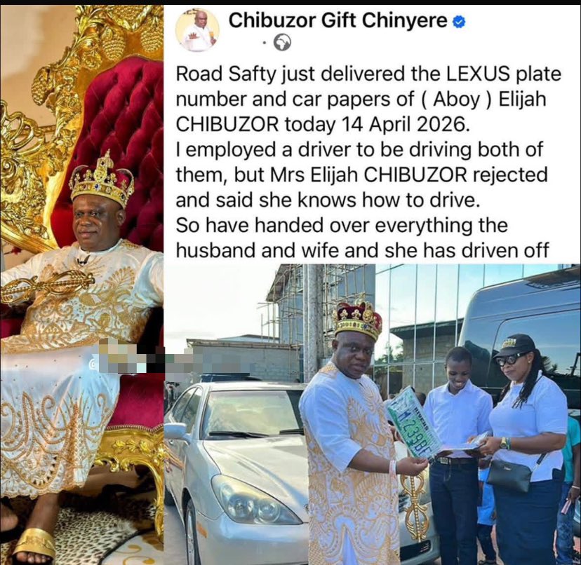 Kolaqhazim's tweet image. Apostle Chibuzor gifted a car to his autistic son Aboy and wife, but the wife refused it, saying she can drive herself. He even hired a driver for them.
#CarGift #AutisticSon