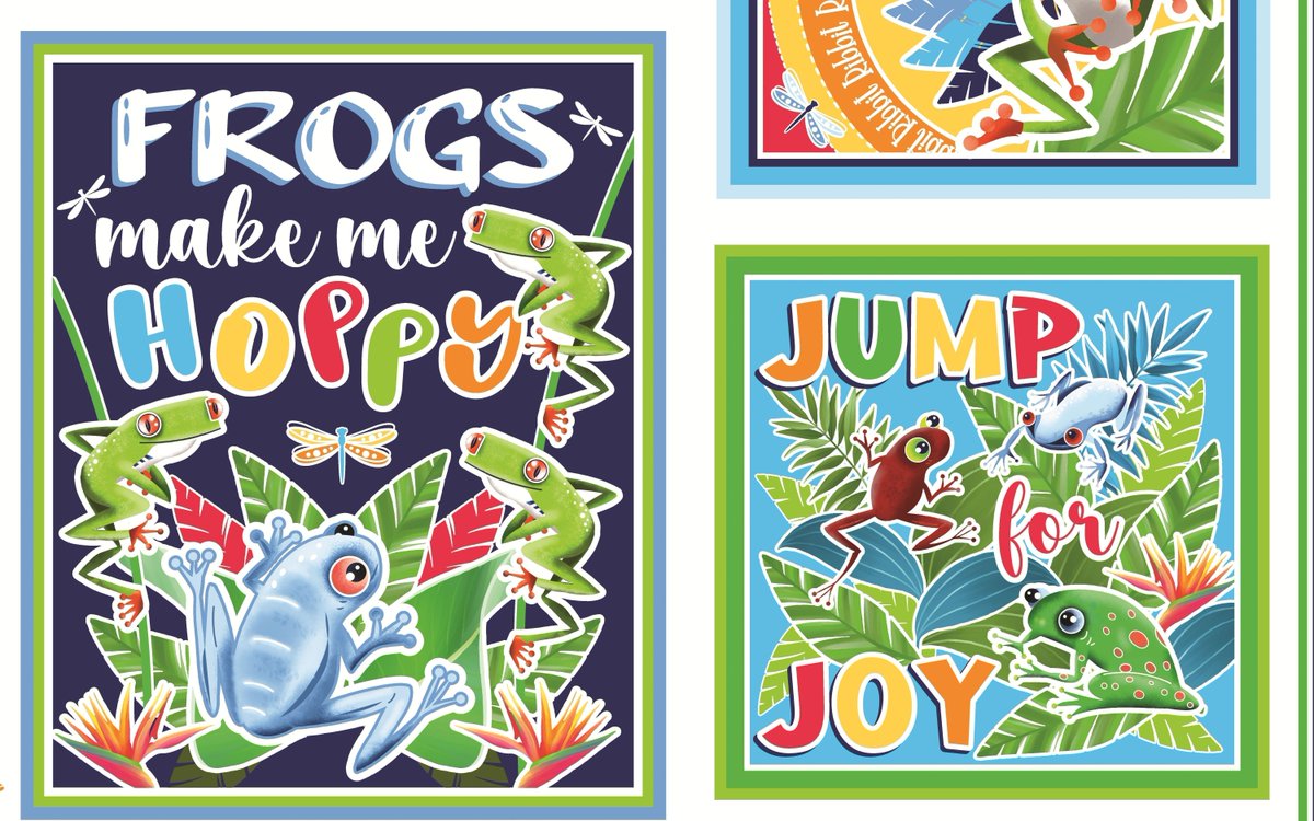howarths63's tweet image. buff.ly/LjMg7t4  #Rainforest #Glow #Frogs Panel #GlowintheDark #Fabric, feature adorable froggy sayings, collection has border and tons of amphibian coordinates too. 
These rainforest frogs are bursting with cheer and vibrancy! buff.ly/qZlBNSF