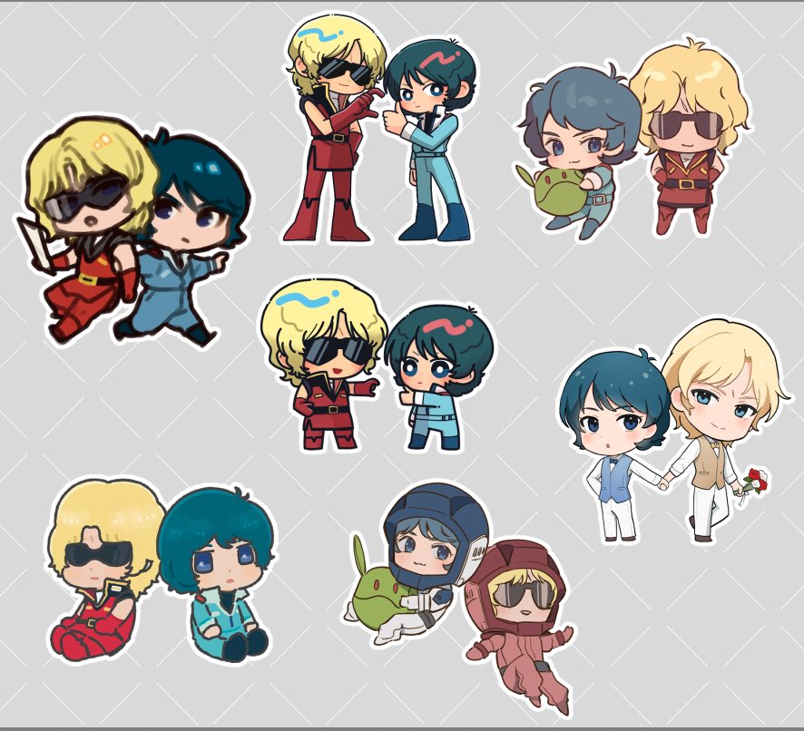 ▷ノベルティについて③◁

三つめのノベルティはアクリルシールです。
絵柄7種類のうちランダムで１つお渡しします、大きさは約50mmのミニサイズです。