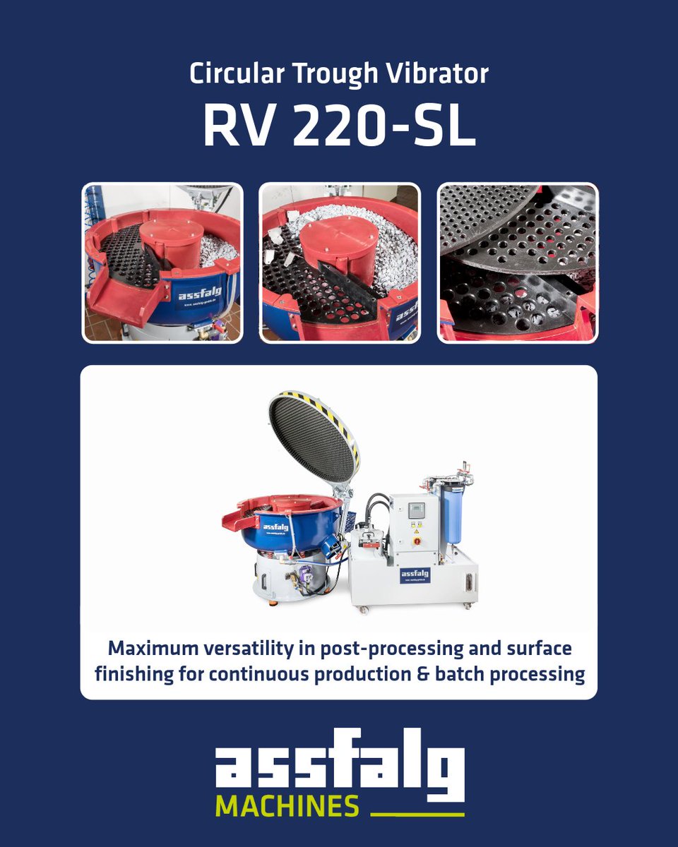AssfalgMetal's tweet image. When dealing with a variety of workpieces &amp;amp; finishing processes, post-processing determines whether production runs smoothly. The #RV220SL  combines several #vibratoryfinishingprocesses in a single system, ensuring greater efficiency in #deburring, #polishing &amp;amp; #finishing.