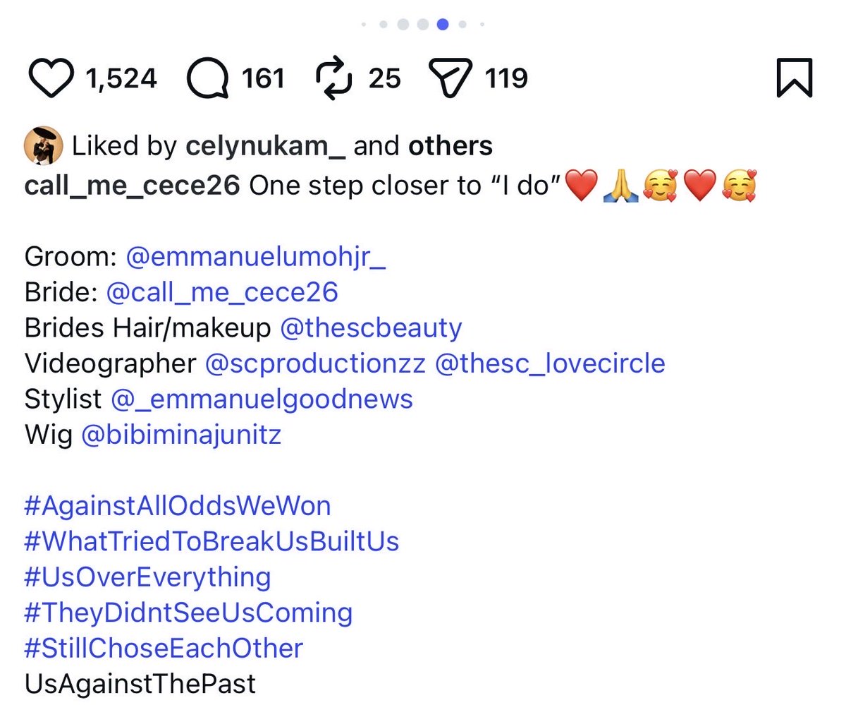 PreciousJudge5's tweet photo. This Emmanuel’s wife hashtags are killing me. Who try to break them? Who didn’t see them coming? What’s their past? What is going on?🤣😭 https://t.co/A9HTXWzWjz