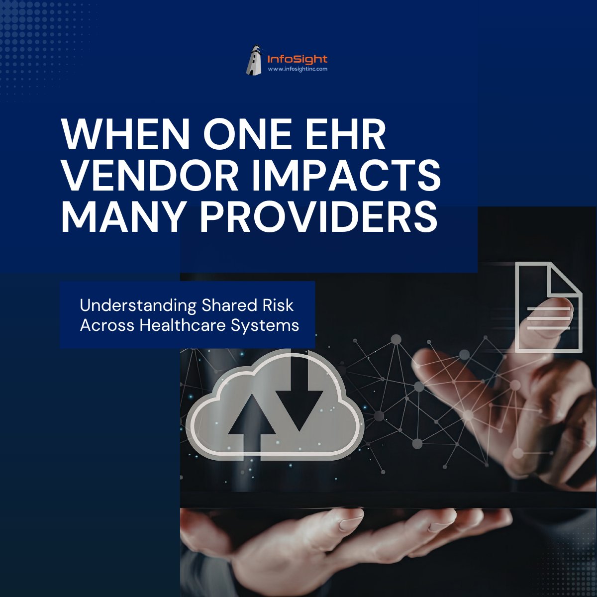 InfoSight's tweet photo. One compromised vendor can ripple across an entire healthcare ecosystem. 

A cloud-based EHR provider disclosed a hacking incident involving unauthorized access to one of its environments, briefly disrupting system availability and raising concerns about potential exposure of patient data. 

Our view: EHR platforms are central to care delivery, which makes them high-impact targets. When a single vendor is compromised, the risk extends beyond one organization to every provider that depends on that system. 

Explore it here → https://t.co/bwyklLFq8U  

In healthcare, cyber risk isn’t isolated it’s shared across the entire ecosystem. 

How is your organization assessing vendor risk tied to critical systems like EHR? 

#HealthcareCybersecurity #ThirdPartyRisk #EHR #CyberResilience #OperationalRisk #InfoSight