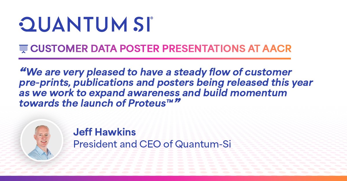Quantum_Si's tweet photo. Come visit us at #AACR at booth 4257. We will have multiple customer poster presentations and a team ready to explore innovative #proteomic solutions.
Learn more from today's press release: https://t.co/Q3SrgQXlYB
#QSI $QSI #AACR2026 #CancerResearch #ProteinSequencing #SingleMolecule #AminoAcidResolution #ProteinCharacterization