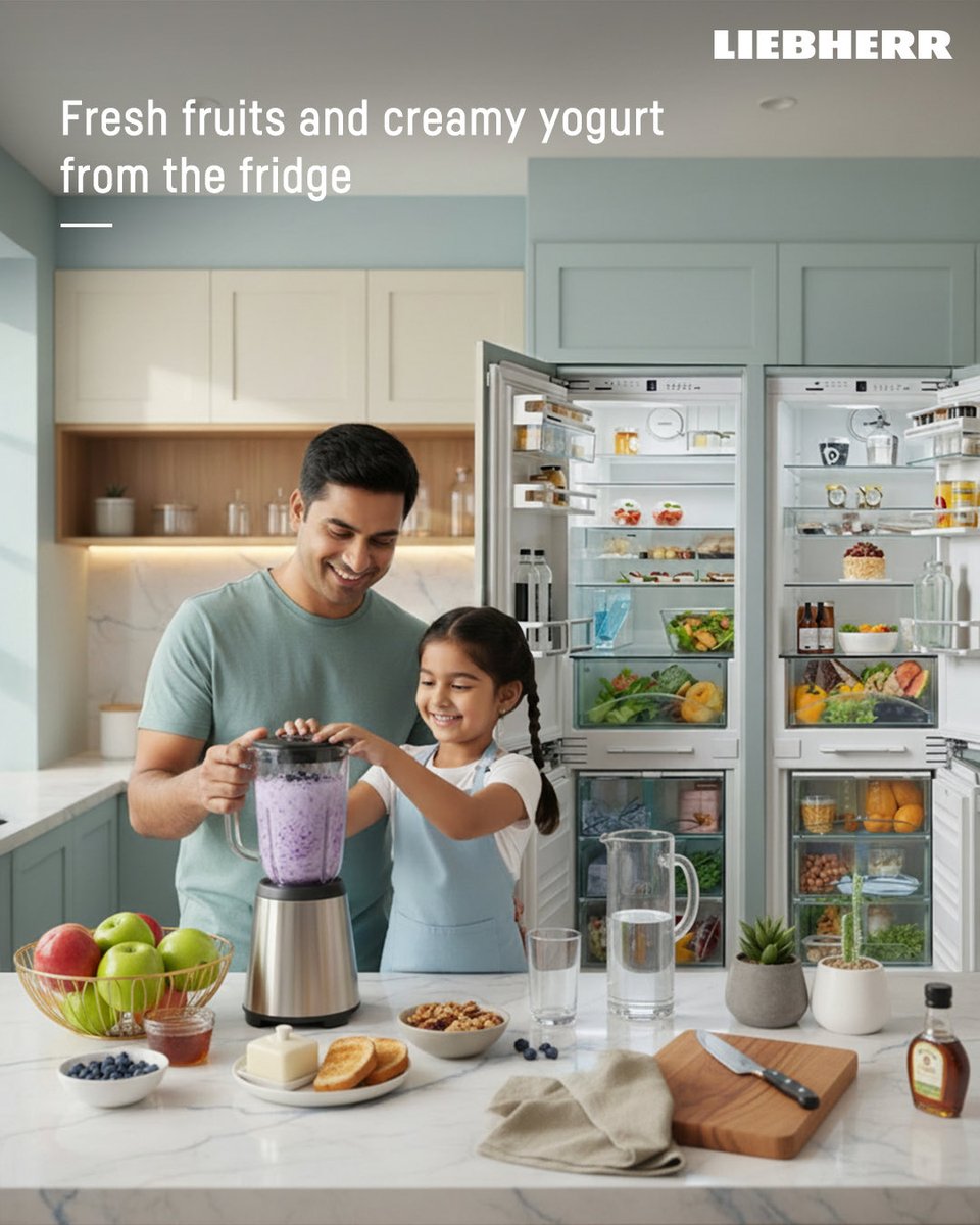 LiebherrHomeIN's tweet image. It’s smoothie time, and the fridge has everything you need for a fresh start.

#liebherr #liebherrappliancesindia #loveinnovationloveliebherr #germantechnology #refrigerator #freshness #germanengineering #innovation #fridgedesign #fridge