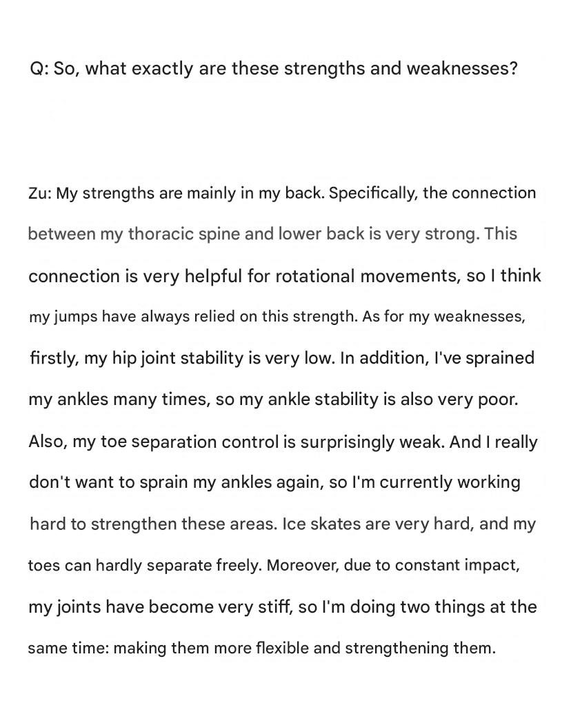 through realive pamphlet, yuzu elaborates one of his body weaknesses:
"..my toe separation control is surprisingly weak. I really don't want to sprain my ankles again, so I'm currently working hard to strengthen these areas. Ice skates are very hard, and my toes can hardly