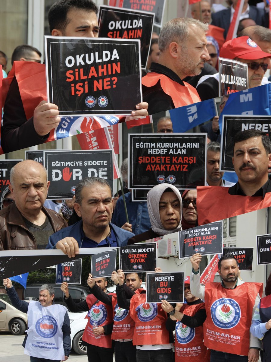 yunusemrebs45's tweet photo. OKULA SİLAHLI BASKINI PROTESTO İÇİN TÜRKİYE GENELİ İŞ BIRAKTIK!
 
Siverek Ahmet Koyuncu Mesleki ve Teknik Anadolu Lisesi’nde okulun eski bir öğrencisi tarafından gerçekleştirilen silahlı saldırıyı protesto etmek; şiddet eylemlerindeki artışa dikkati çekmek, güvenli çalışma ortamının tesisi konusunda gereken çalışmaların ivedilikle gerçekleştirilmesini haykırmak için Türkiye geneliyle birlikte Manisa'da Şehzadeler İlçe Milli Eğitim Müdürlüğü önündeydik.

Şube başkanmız Ahmet Yasav ,Siverek’te eğitimde şiddete karşı  basın mensuplarına ve kamuoyuna açıklamalarda bulundu:
 
🔻 Öğretmene uzanan el, geleceğe uzanmıştır! Öğretmene yapılan saldırı, bu milletin vicdanına yapılmıştır!
 
🔻 Eğitimciler sahipsiz değildir! Şiddeti normalleştiren, görmezden gelen ve gerekli tedbirleri almayan herkes bu tablonun sorumlusudur!
 
🔻 Artık sabrımız kalmamıştır! Eğitimcilerin ve öğrencilerin güvenliğini sağlamak, okullarda huzurlu bir eğitim ortamı oluşturmak ertelenemez bir sorumluluktur.
 
🔻 Eğitimciler; savunmasız, korumasız ve yalnız bırakılmamalıdır. Yaptıkları işin onuruna yakışır güvenlik ve çalışma şartları derhal sağlanmalıdır.
 
🔻 Öğretmene sahip çıkmak, bu ülkenin geleceğine sahip çıkmaktır!