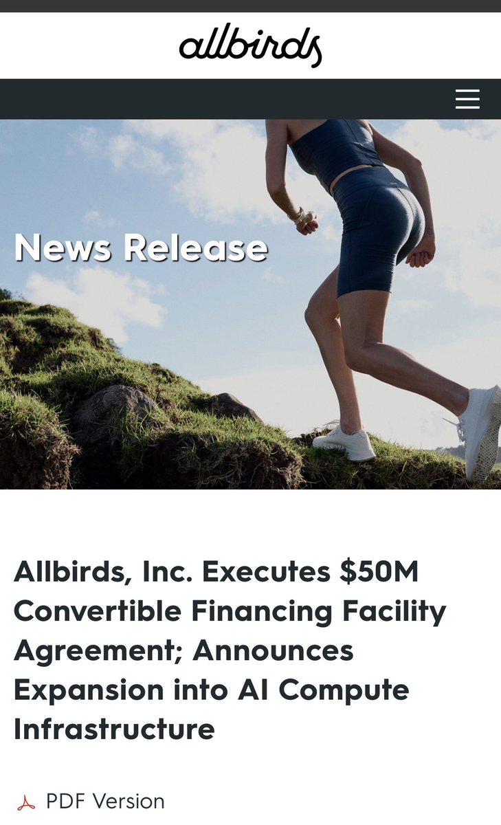 AuditTheHerd's tweet image. $BIRD 

1) Selling off all its shoe assets 
2) Buying GPUs to focus on AI compute 
3) Changing their name to NewBird AI

I’m sorry, wtf?