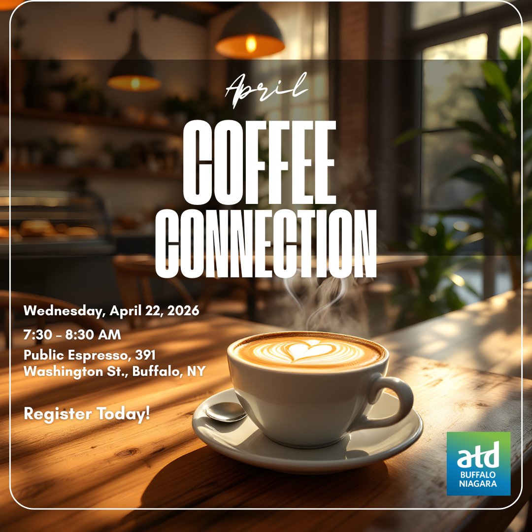 atdbuffalo2020's tweet photo. Join us for a free Coffee Connections on April 22, 7:30–8:30 AM at Public Espresso, Buffalo. Open to all. Come connect and build community.

Register:
https://t.co/gErEea8Rns https://t.co/ZrMNKAKv5m