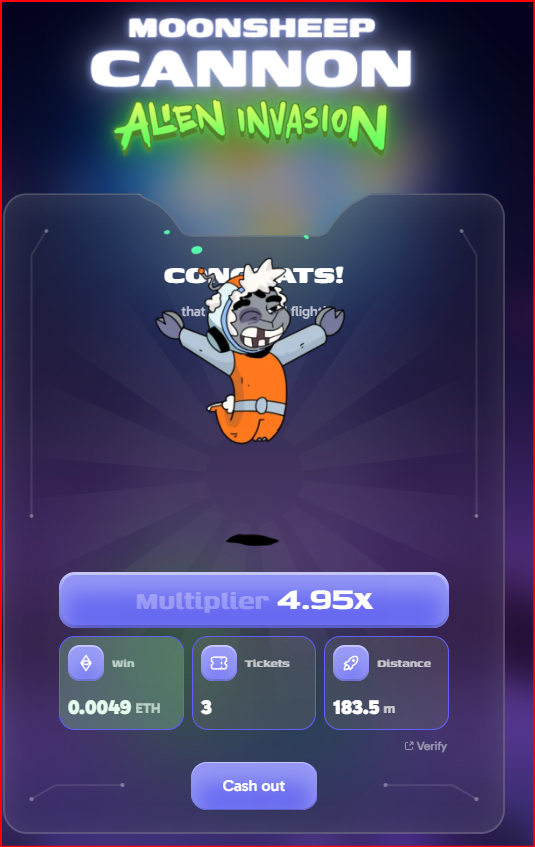 ChavvanRamesh's tweet image. played @moonsheepverse cannon alien invasion game on @AbstractChain 

too much fun, always.

Scored 4.95X  #abstract