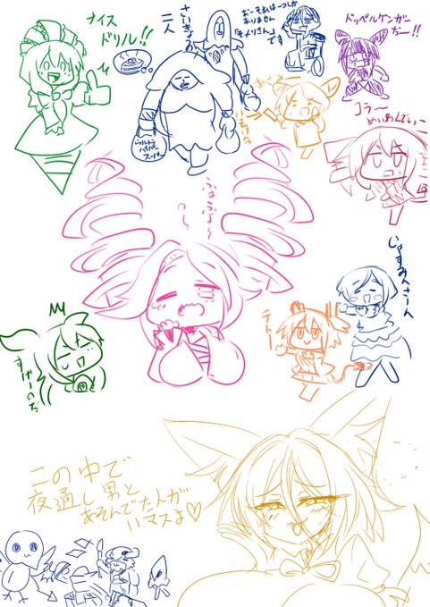 寝起きめたんを起点に発生した謎の連想絵 