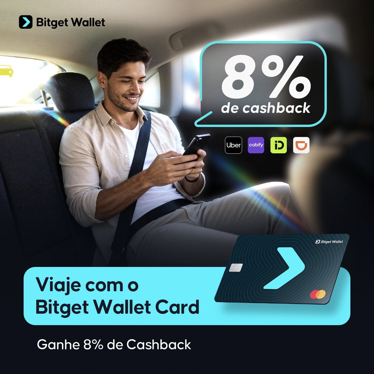 BitgetWalletPT's tweet image. Vai sair? É só usar o Bitget Wallet Card.

Ganhe 8% de cashback em corridas elegíveis para usuários LATAM no mundo todo:
🚖 Corridas elegíveis: Uber, Cabify, inDrive, DiDi
💰 Novos usuários do cartão ganham 8% + bônus de $5

👉 Comece aqui:
newshare.bwb.global/pt/earnCoinsTa…

🗓️ 15 de