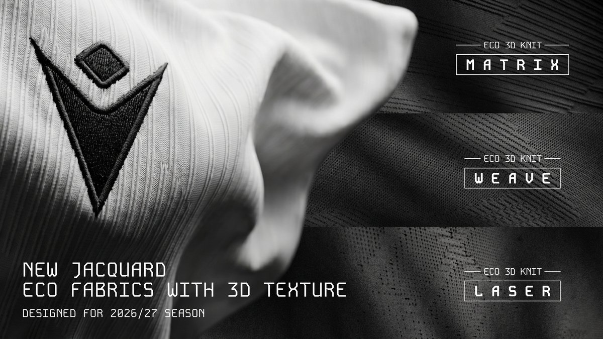 MacronSports's tweet image. The 2026/27 season sees Macron's research and development department deliver three new high-performance jacquard fabrics, engineered for the demands of elite football.

Introducing Weave, Laser and Matrix.

Read more: about.macron.com/en/news/corpor…

#DesignedInBologna #BecomeYourOwnHero