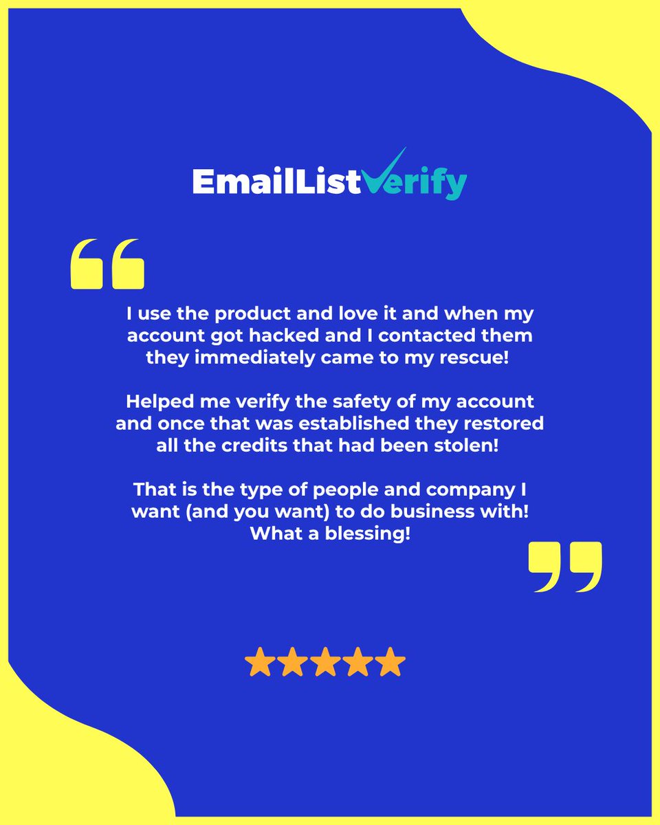 EmailListV's tweet image. Feedback like this keeps us going 💙
Security matters. So does showing up when our customers need help.

Try it out 👉 emaillistverify.com

#EmailListVerify #customersupport