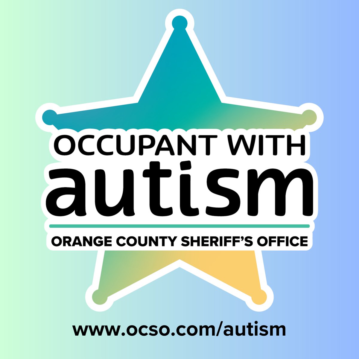 OrangeCoSheriff's tweet image. It's Autism Awareness Month, and we are here to support all of our residents with autism and their families.

#DidYouKnow the Orange County Sheriff's Office has a decal program to alert emergency responders that a person with autism is in a home or vehicle?

We provide decals