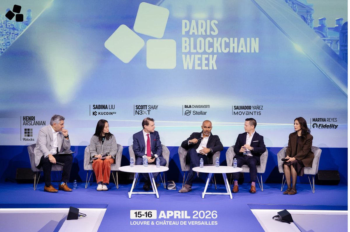 ParisBlockWeek's tweet photo. Three panels, but one conversation running beneath all of them: the industry has stopped debating whether institutions will adopt digital assets and started debating the speed, the infrastructure, and who owns the relationship with the customer when it all lands.

And here's what some of the leaders had to say:

➡️ Chuck Mounts (@chuck_mounts), @SPGlobal: "There will be setbacks. There will be scams. The progression will continue regardless. The democratization of access and the lowering of the cost of capital are fundamental truths of what this technology delivers."

➡️Elif Bilgi Zapparoli, @BankofAmerica: "Distributed ledger technology and programmable money are now affecting multiple areas of traditional finance at the same time. That is why people are paying attention."

➡️ Petrix Barbosa (@petrixbarbosa), @matchain_io: "Instead of paying millions to Alphabet, you pay the platform. Every single customer that consents to share their behavior receives a share of that value. That is the welfare distribution of data power."

This is the calibre of conversation Paris Blockchain Week 2026 is delivering on Day 1, and we are not done yet!

📸In frame: Salvador Yañez, Martha Reyes (@reyeshmartha), Raja Chakravorti (@rajachak75), Sabina Liu, Scott Shay, Henri Arslanian (@HenriArslanian), Adam Levine, Jean-Marc Stenger, Rachel Conlan (@RachelConlan), Anna Irrera (@annairrera), Maurice Schulmann, Thiago de Marco, Pär Helgosson (@helgosson).