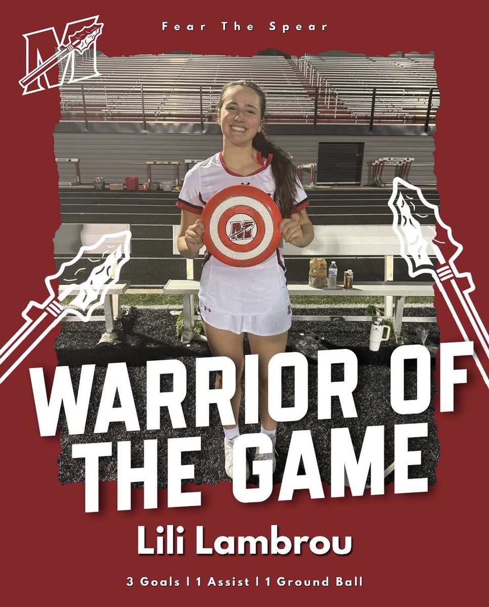 MSKLaxBooster's tweet image. Congrats to Lili Lambrou on being named Warrior of the Game after a strong night in Muskego’s 21-5 win over Hamilton.

Lili finished with 3 goals, 1 assist, and 1 ground ball. Great job, Lili!

#MuskegoLax #FamilyWarriors #WarriorNation