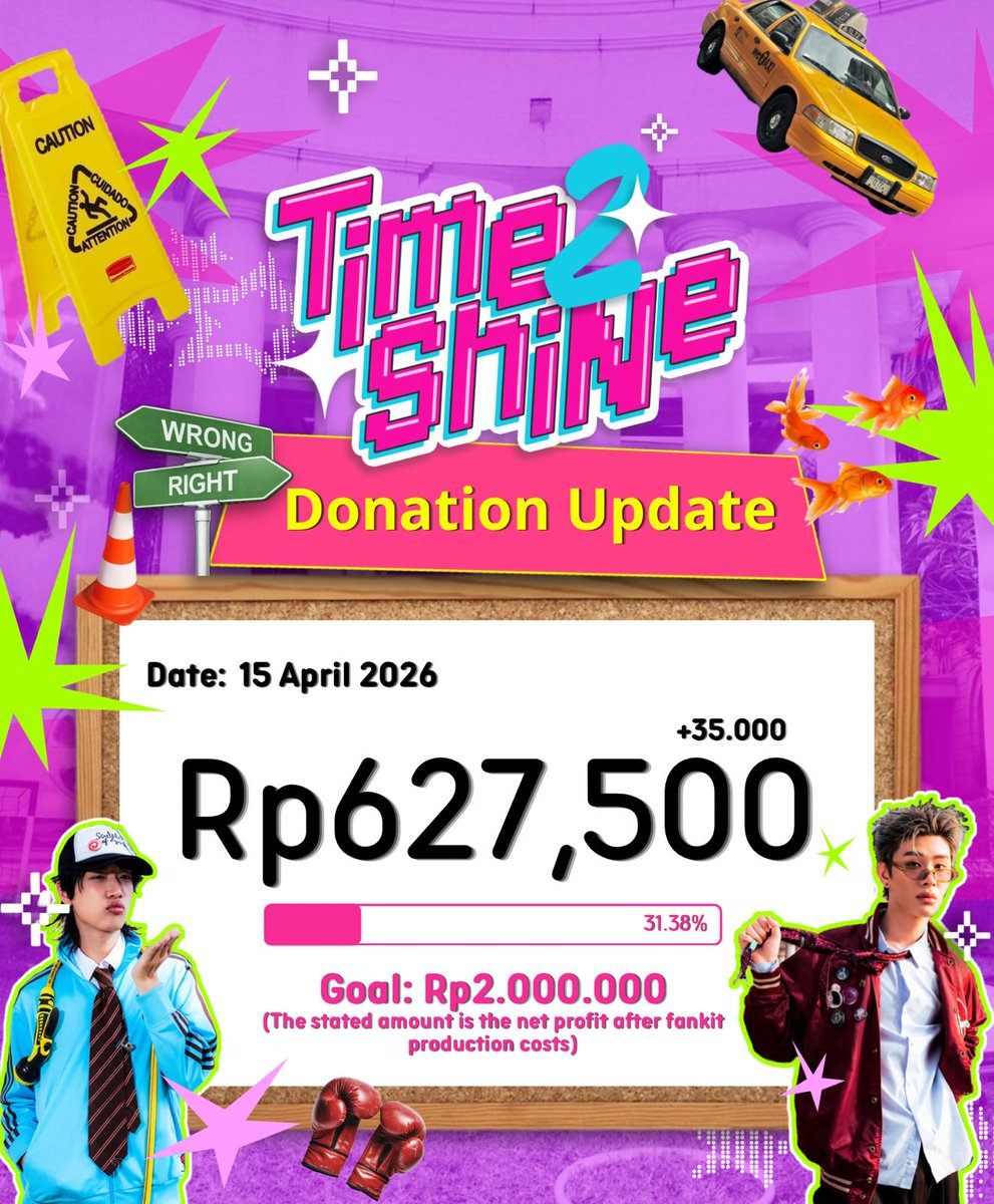 Donation Update 🐔💰
#THAINEXTime2ShiNeJKT

🗓️ 15 April 2026 
⏰ 20.05
📥 +Rp35.000
💸 Rp627,500 (29,62%)

Join fankit po or donate here:
🔗 bit.ly/THAINEXTime2Sh…

THAI &amp; NEX FAN PROJECT 
IN JAKARTA🦮🐈‍⬛