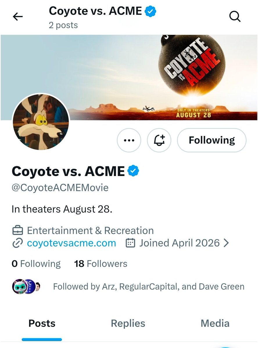 THE MOVIE HAS AN OFFICIAL ACCOUNT NOW