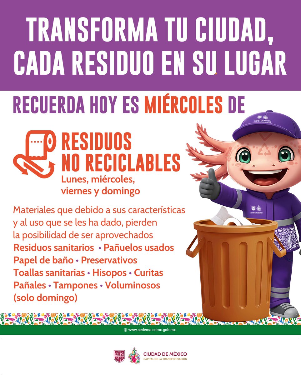 GobCDMX's tweet photo. ☝🏼 Hoy es miércoles de residuos reciclables y no reciclables. ♻️

🚮 Separar correctamente hace la diferencia, por eso aquí te explicamos qué tipo de desechos van en cada categoría y cómo identificarlos fácilmente. 🗑️✨ https://t.co/GwZrABNwFP
